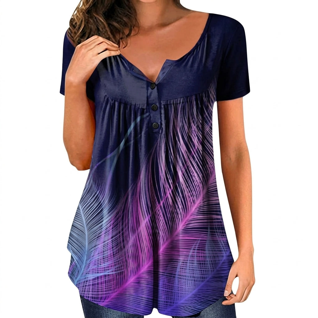 Rosie | Women's Relaxed Mandala-Print 3/4 Sleeve Swing Tunic with Tights & Boots