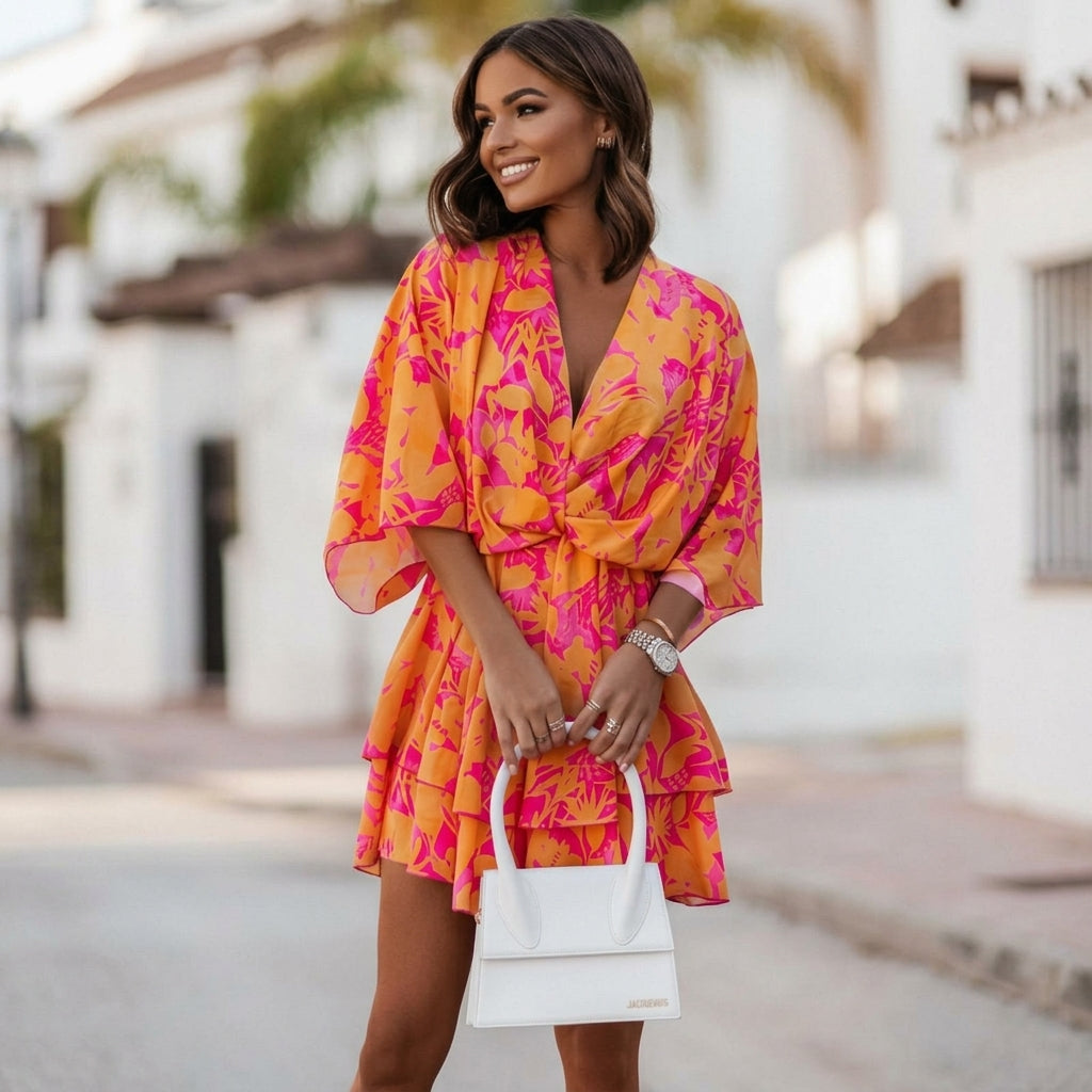 Women's V-Neck Mini Cocktail Dress for Christmas Party Season