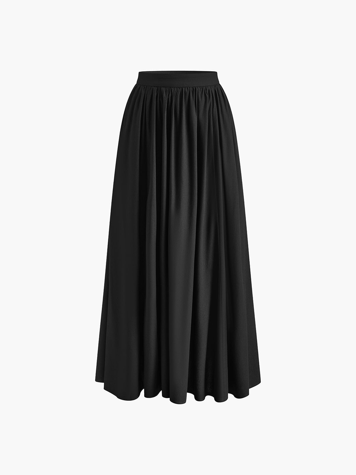 A-Line Pleated Maxi Skirt High Waisted with Pockets
