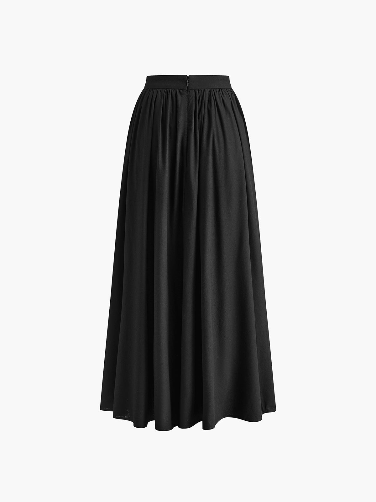 A-Line Pleated Maxi Skirt High Waisted with Pockets