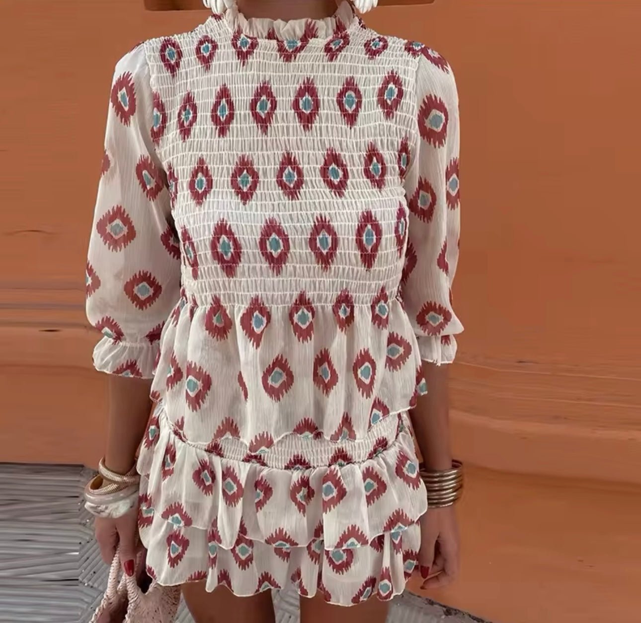 A-Line Ruffle Dress High Neck Vintage Inspired