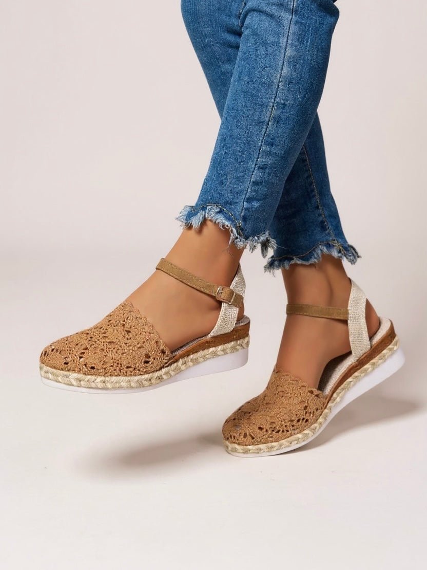 Boho Crochet Platform Sandals Woven Ankle Strap