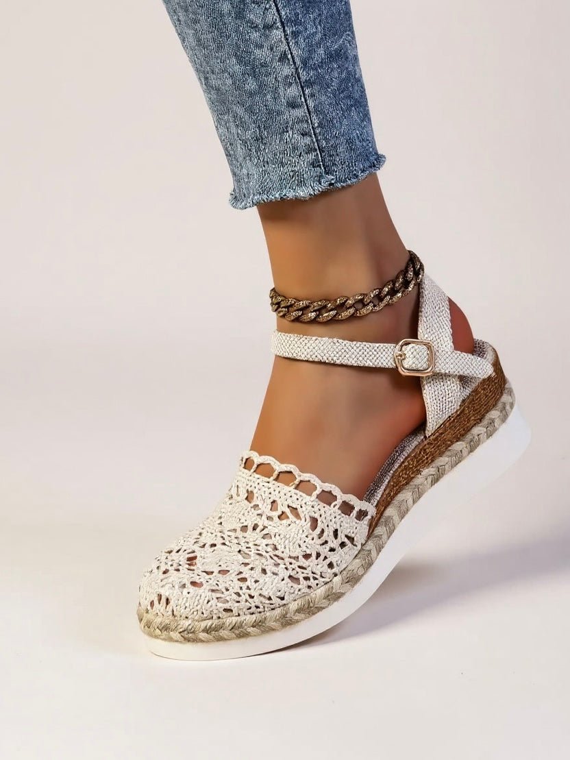 Boho Crochet Platform Sandals Woven Ankle Strap