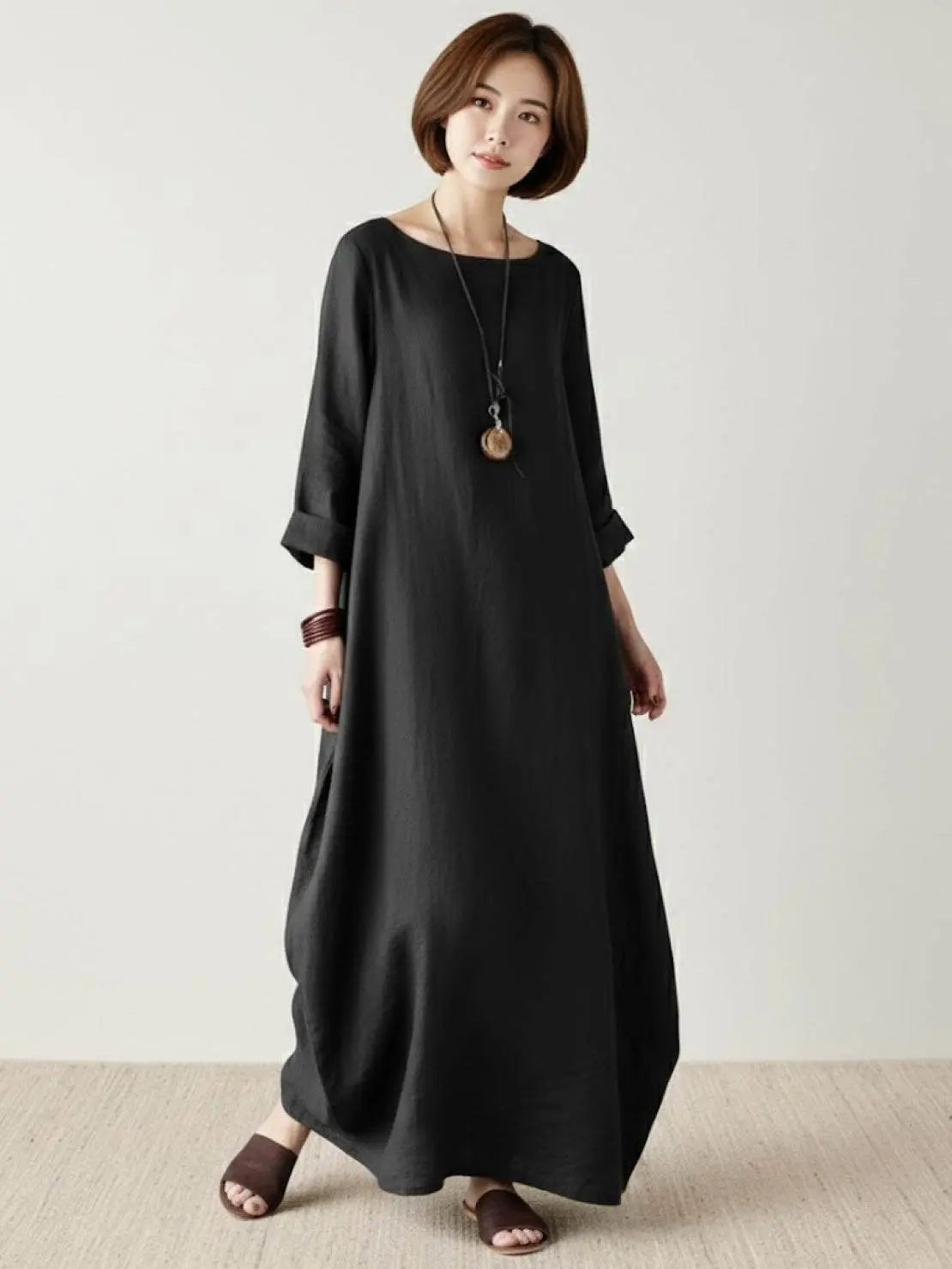 Boho Maxi Dress Oversized Batwing Sleeves