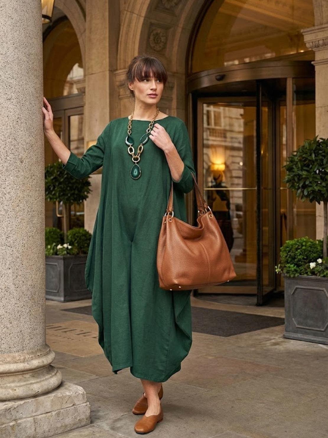 Boho Maxi Dress Oversized Batwing Sleeves