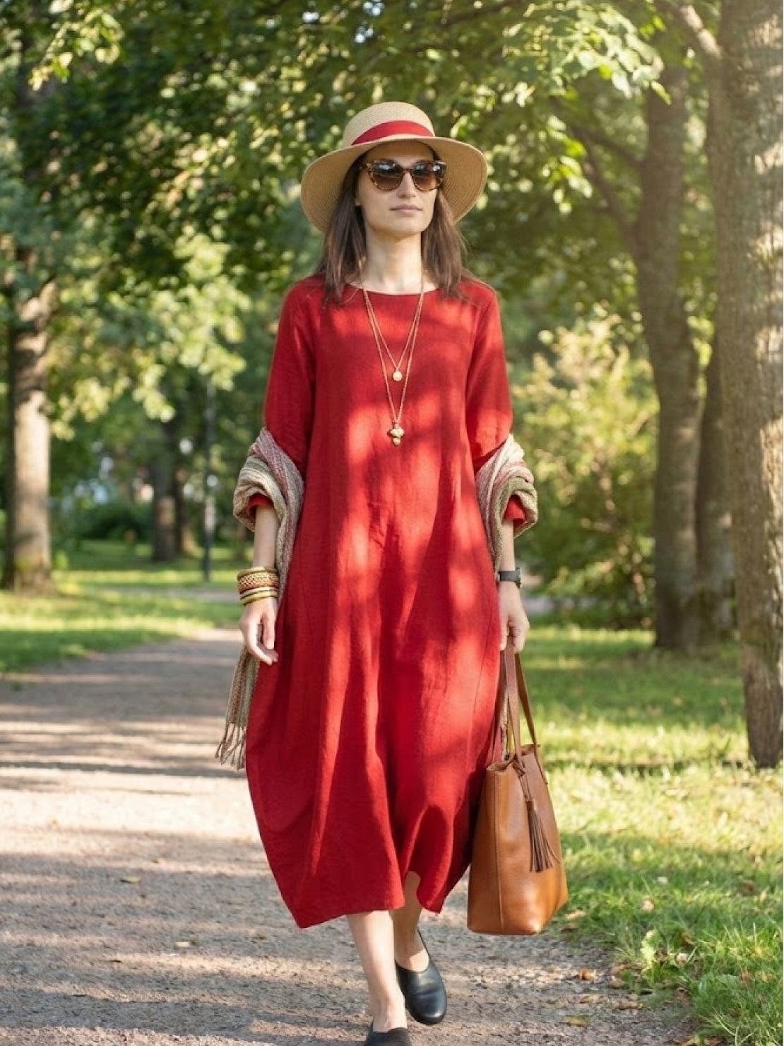Boho Maxi Dress Oversized Batwing Sleeves