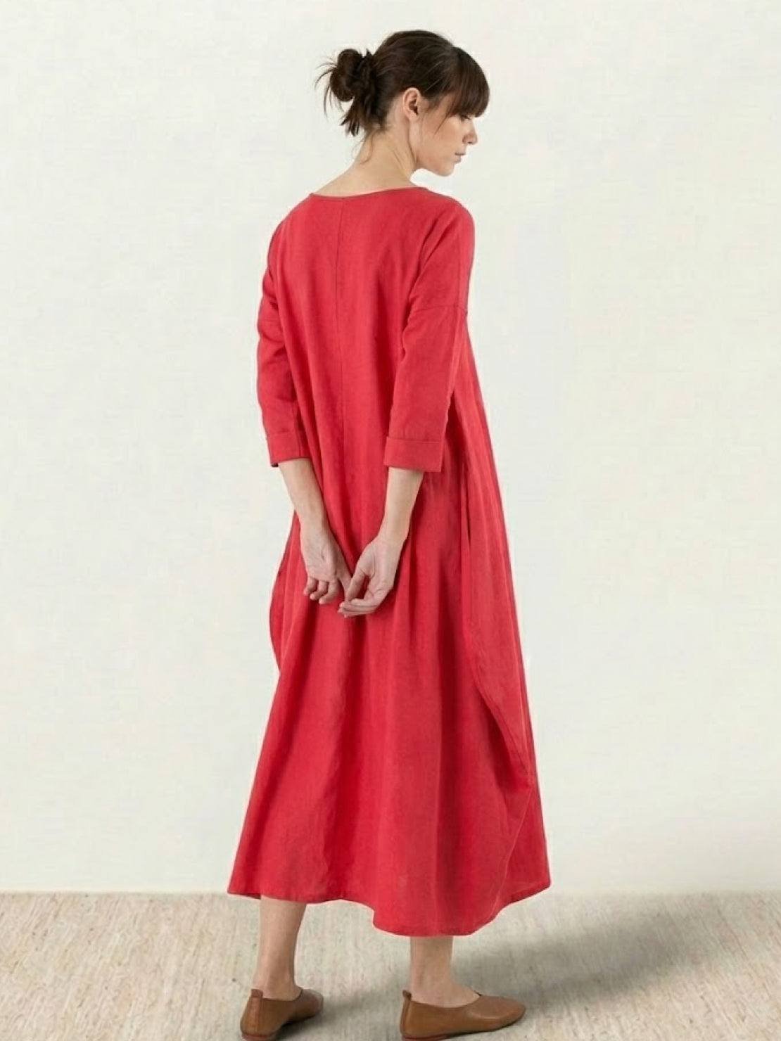 Boho Maxi Dress Oversized Batwing Sleeves