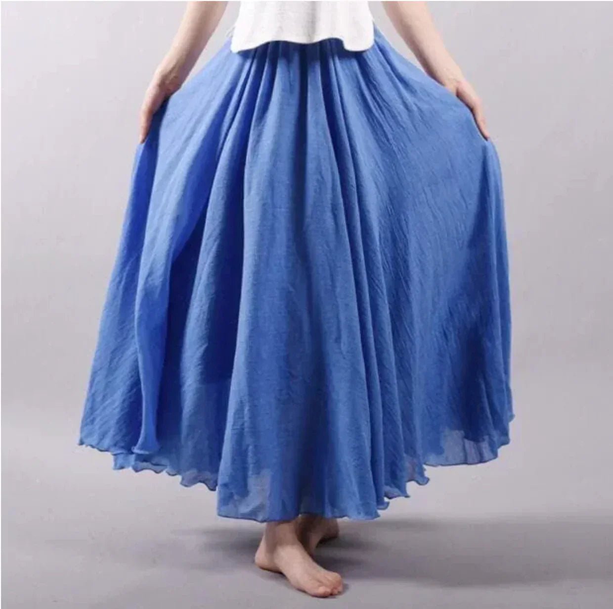 Boho Maxi Skirt High Waist Cotton