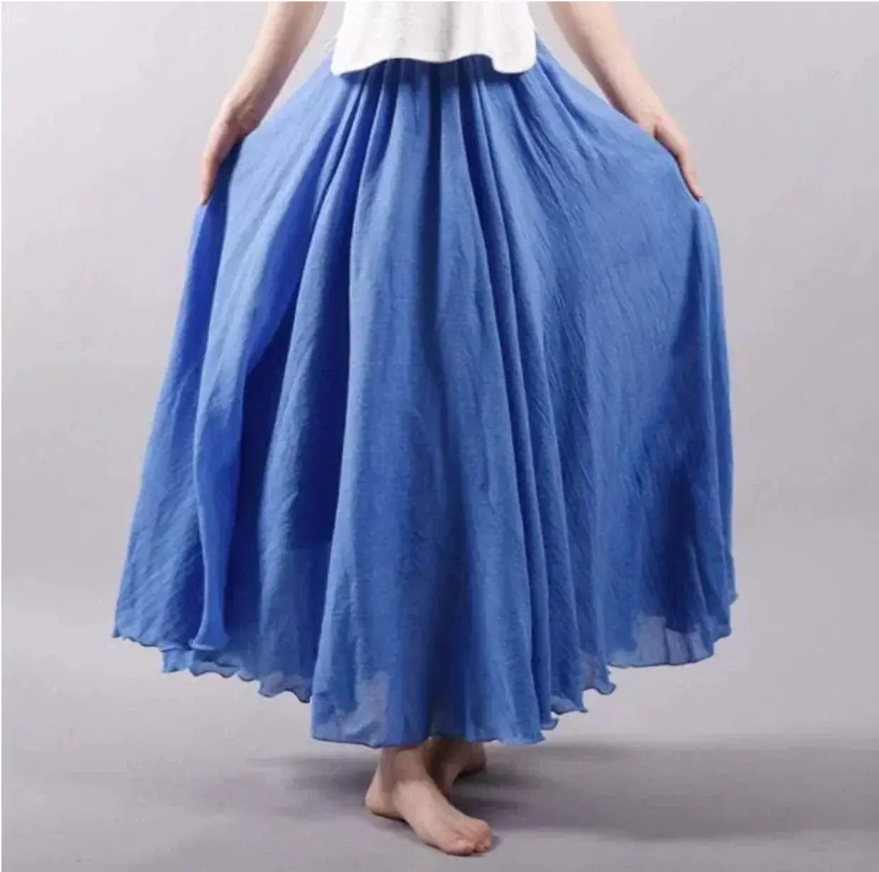 Boho Maxi Skirt High Waist Cotton