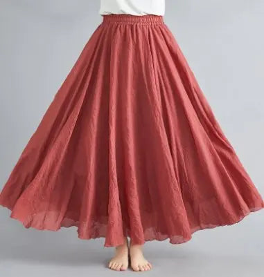 Boho Maxi Skirt High Waist Cotton - Altrosa