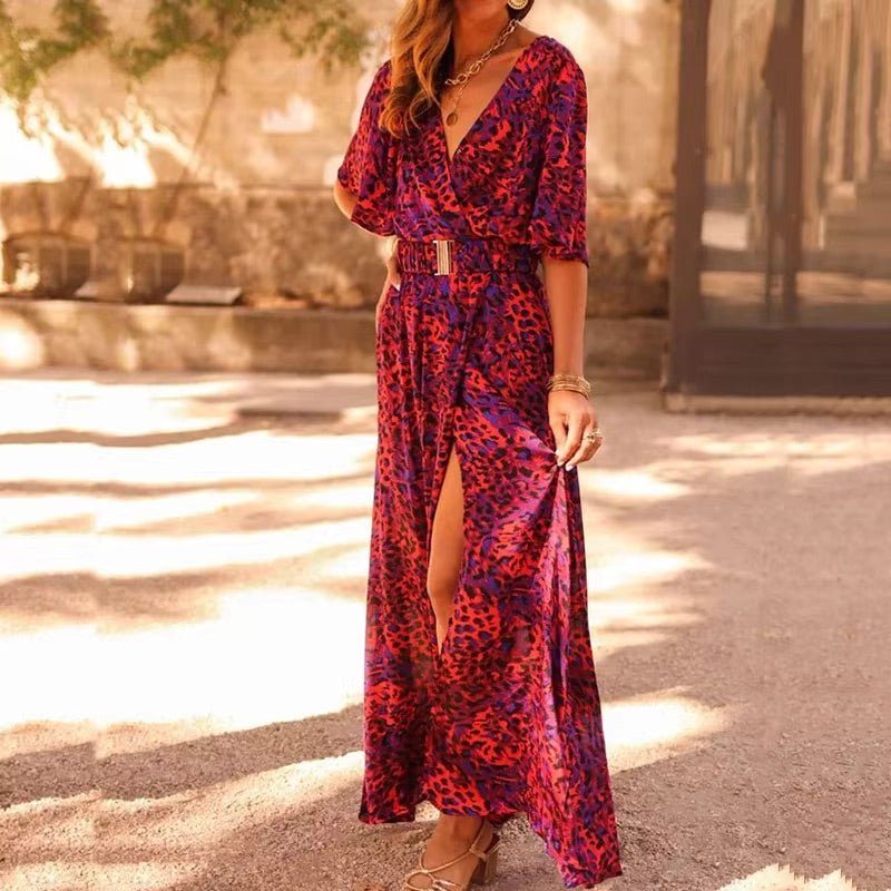 Boho Maxi Wrap Dress V-Neck Summer