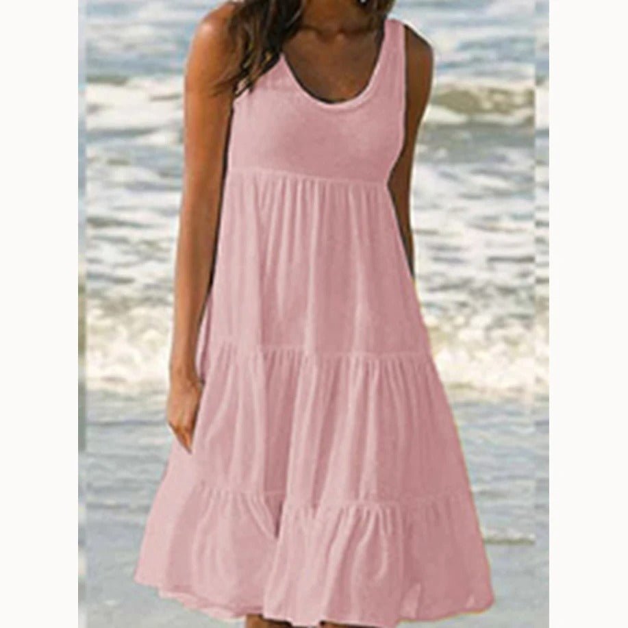 Boho Sleeveless Tiered Midi Dress Summer