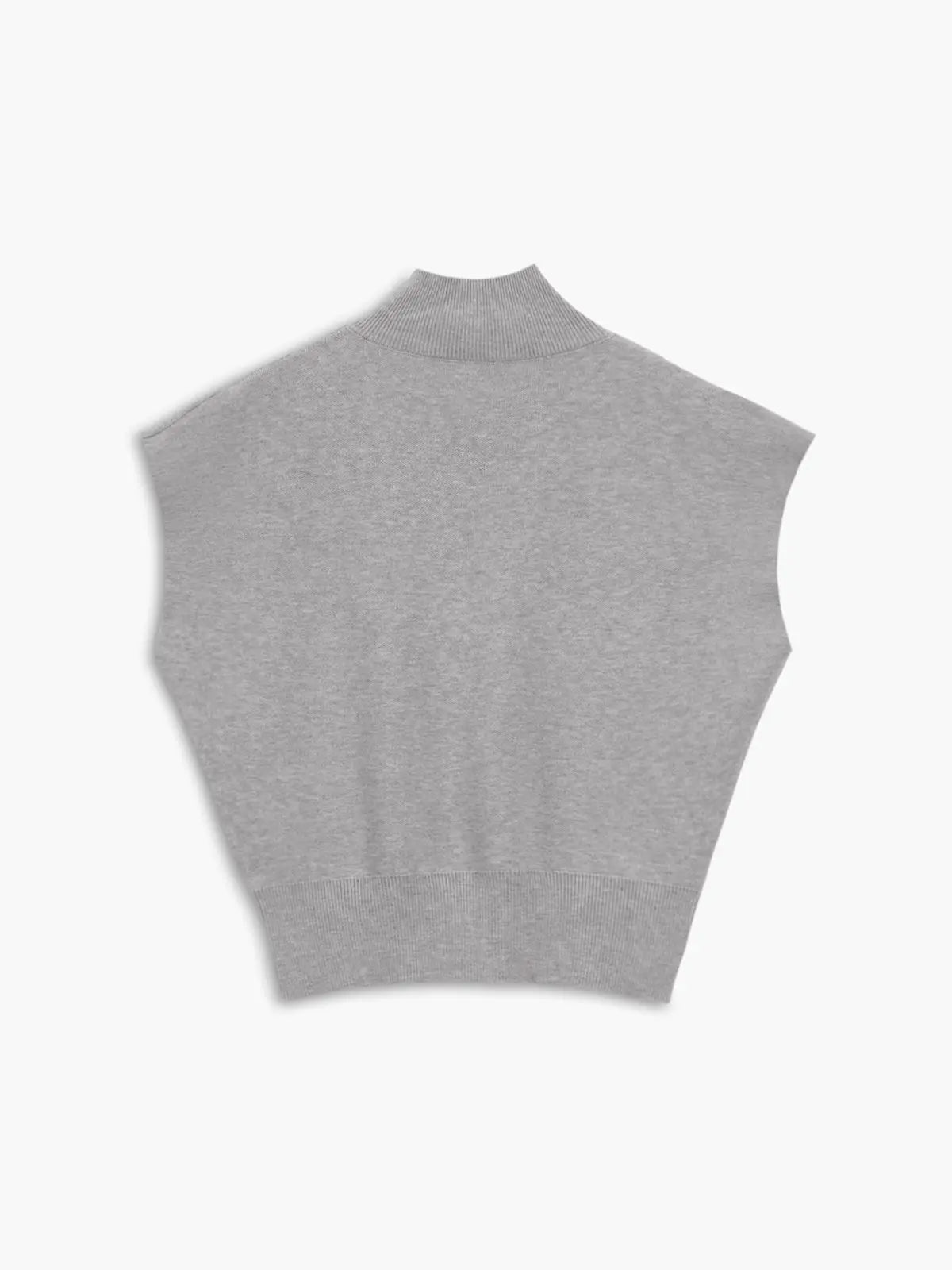 Cargo Style Sleeveless Mock Neck Top Padded Shoulders