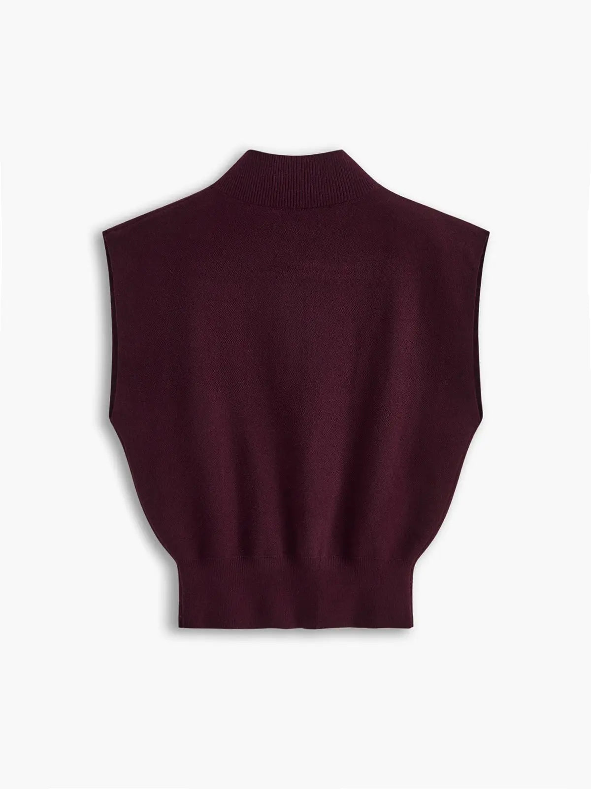 Cargo Style Sleeveless Mock Neck Top Padded Shoulders