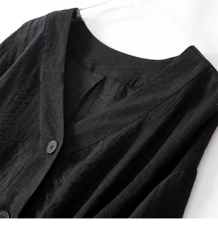 Cotton Linen Blouse Batwing Sleeves Button Detail