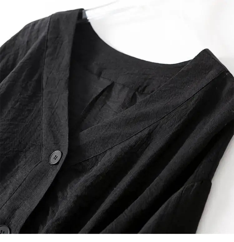 Cotton Linen Blouse Batwing Sleeves Button Detail