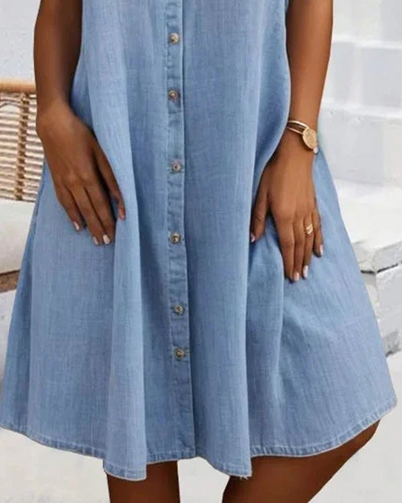 Denim Shirt Dress Button-Down Short Sleeve