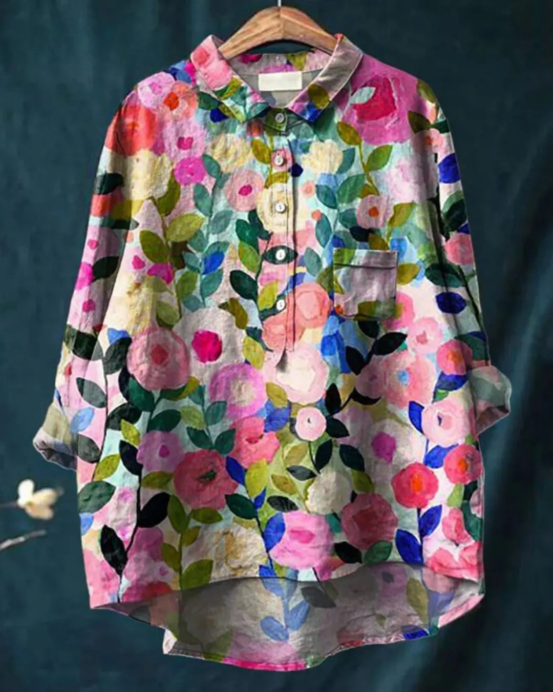 Floral Shirt Long Sleeve Button Up Lightweight Breathable - Floral 1