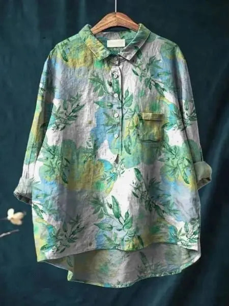 Floral Shirt Long Sleeve Button Up Lightweight Breathable