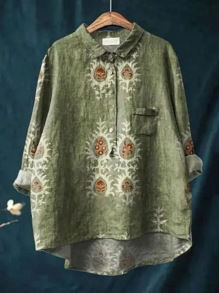 Floral Shirt Long Sleeve Button Up Lightweight Breathable