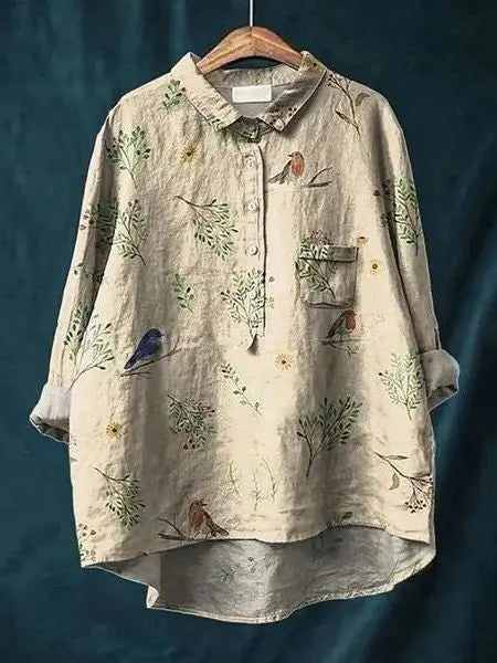 Floral Shirt Long Sleeve Button Up Lightweight Breathable