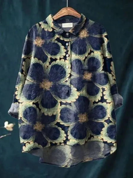 Floral Shirt Long Sleeve Button Up Lightweight Breathable - Floral 2
