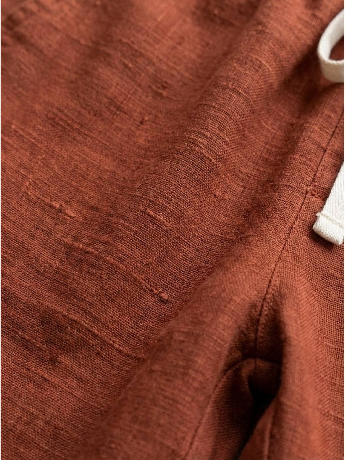 Linen Drawstring Trousers Relaxed Straight Leg