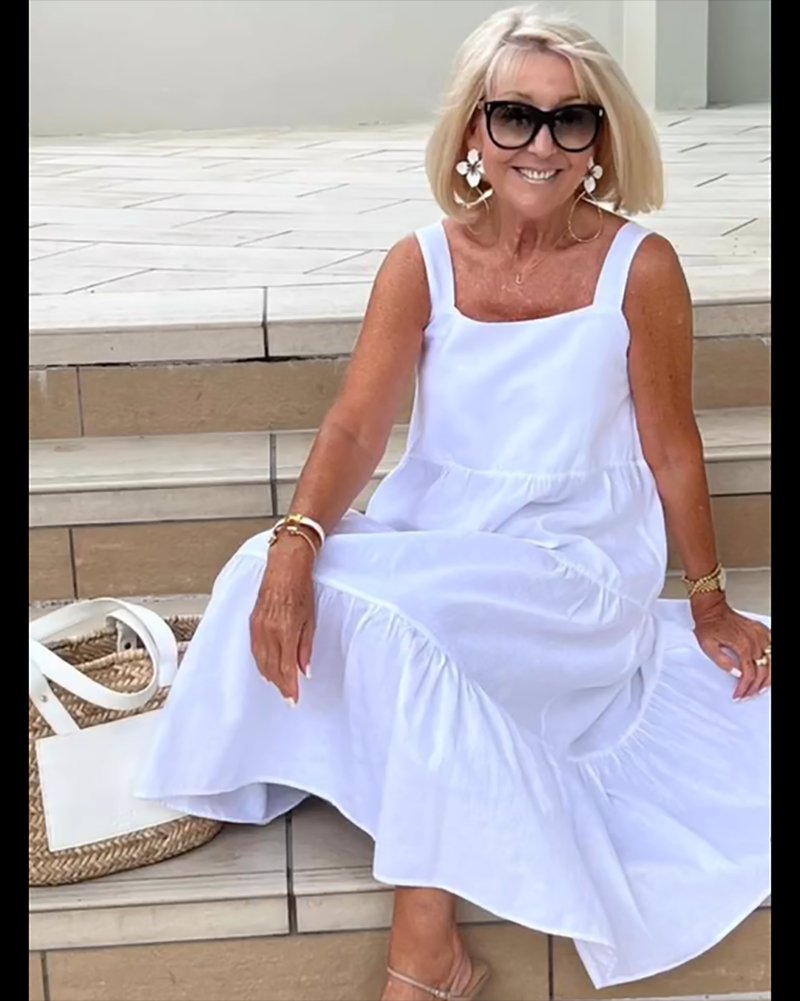 Linen Tiered Maxi Dress Sleeveless Boho Summer