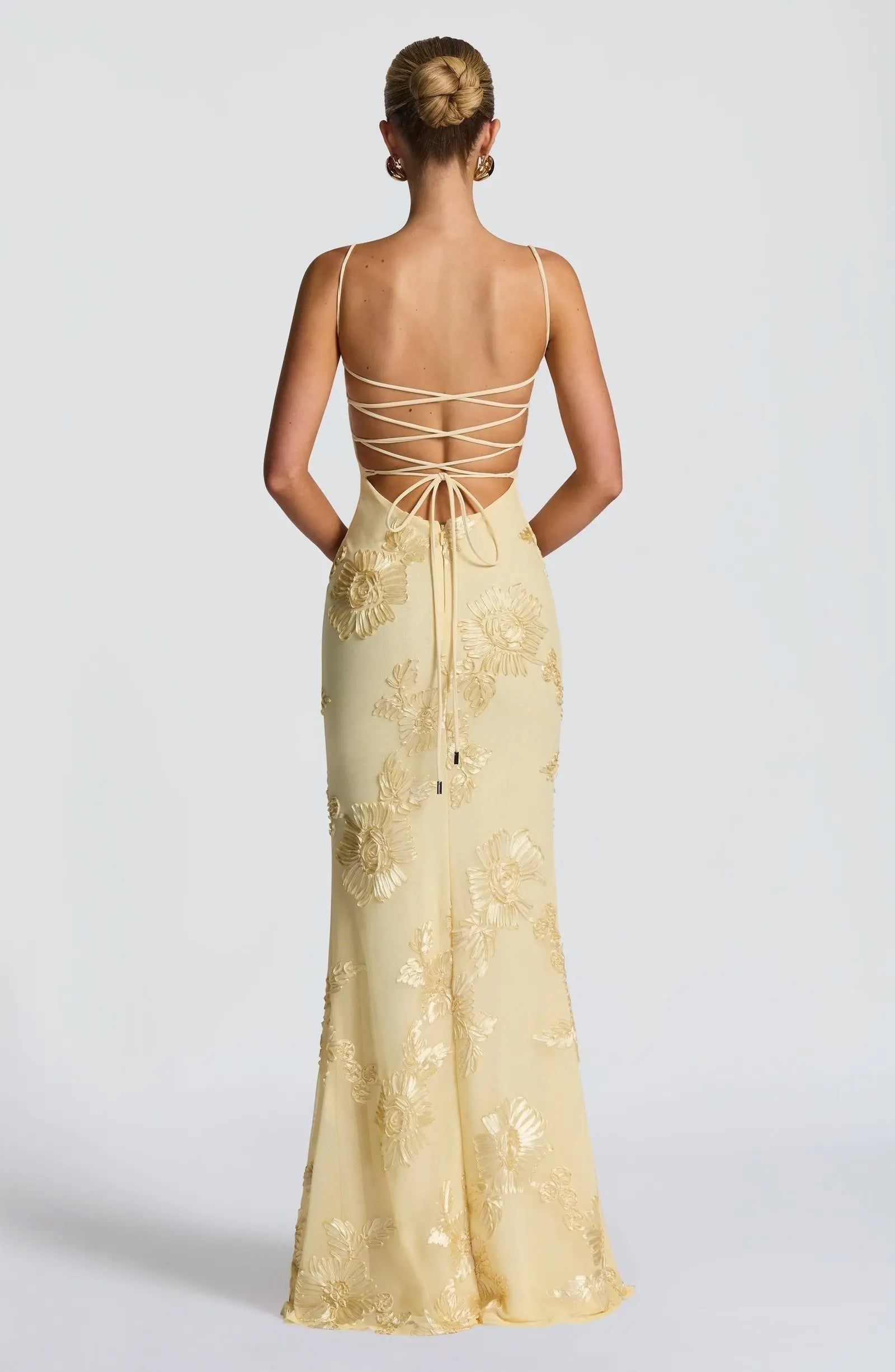 Maxi Dress Floral Embroidered Corset Spaghetti Strap