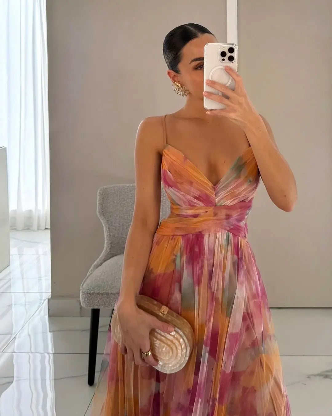 Maxi Wrap Dress Deep V-Neck Bohemian Summer