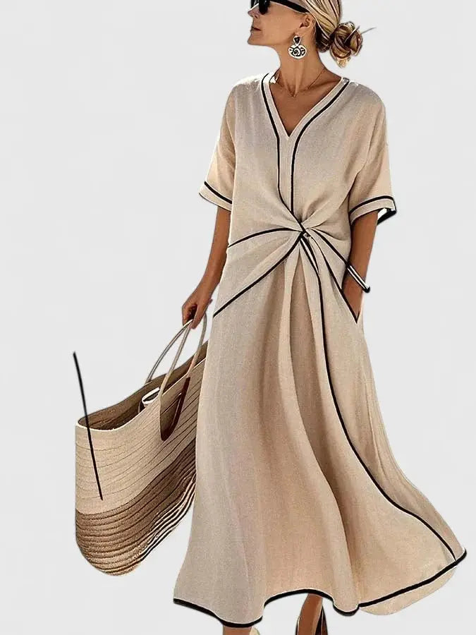 Maxi Wrap Dress V-Neck Tie Waist Summer Casual