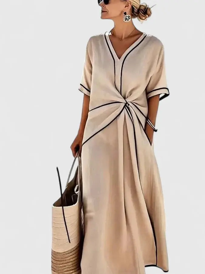 Maxi Wrap Dress V-Neck Tie Waist Summer Casual