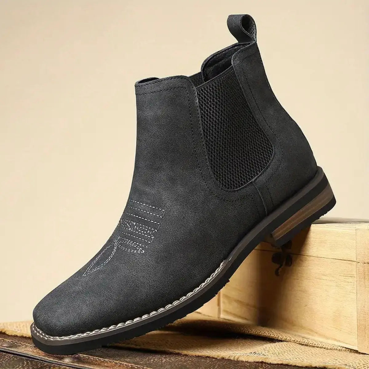 Men's Boots Chelsea Slip-On Western-Stitch Ankle Boots