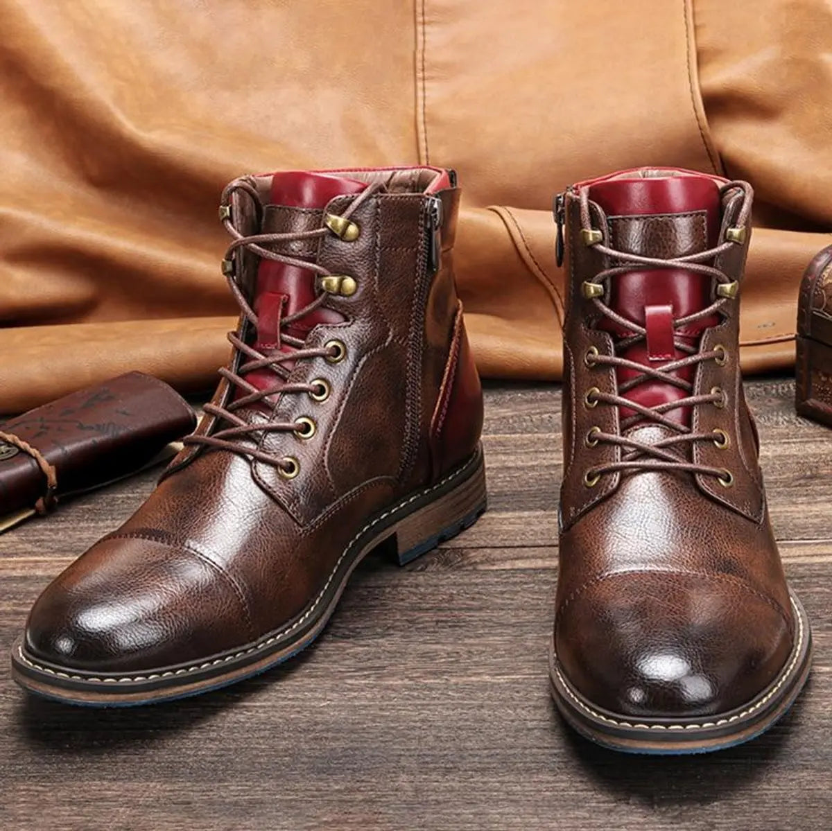 Men's Boots Leather Lace-Up Oxford Ankle Boots