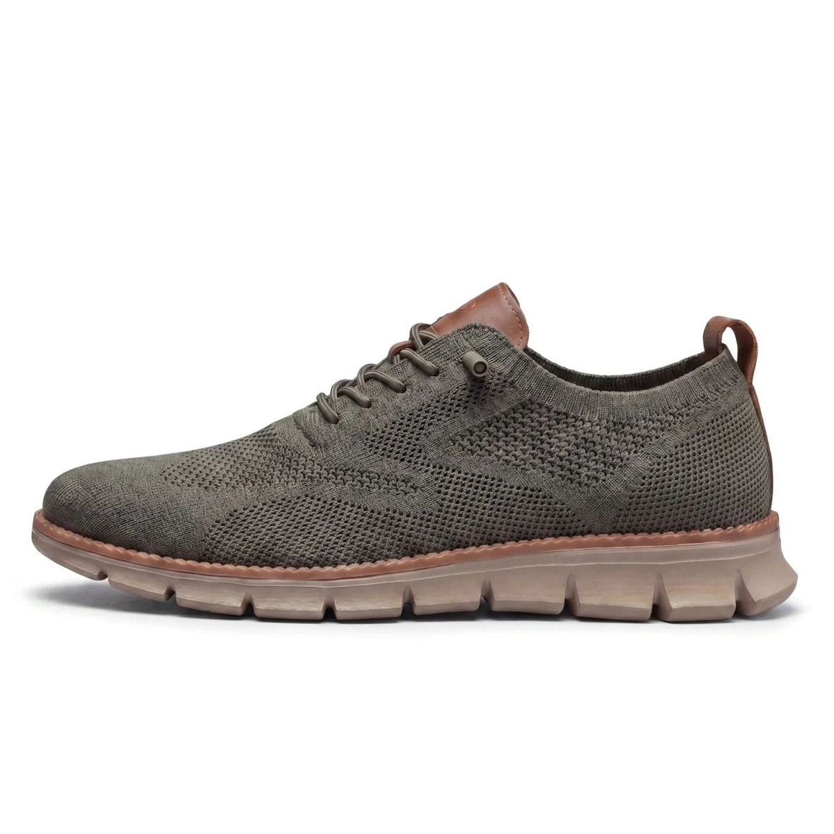 Men's Breathable Flyknit Lace-Up Smart Casual Trainers - Green