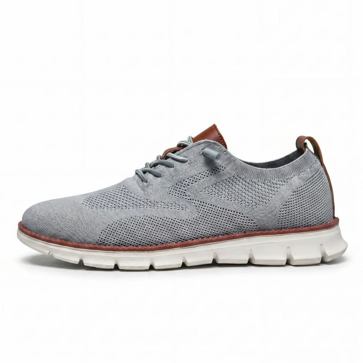 Men's Breathable Flyknit Lace-Up Smart Casual Trainers - Grey