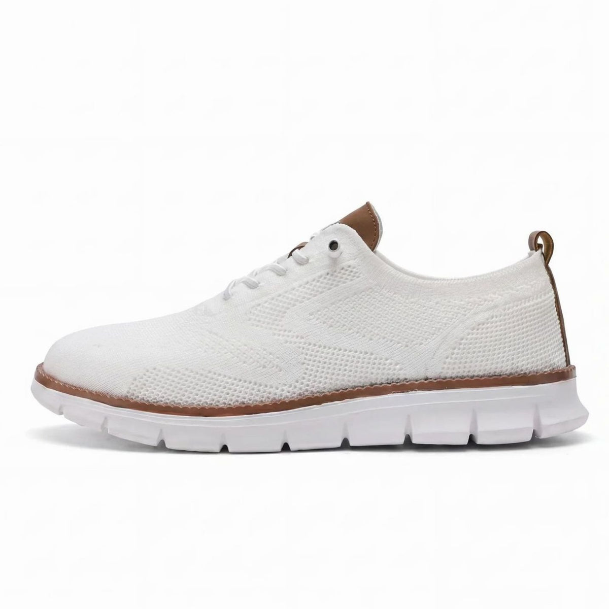 Men's Breathable Flyknit Lace-Up Smart Casual Trainers - White