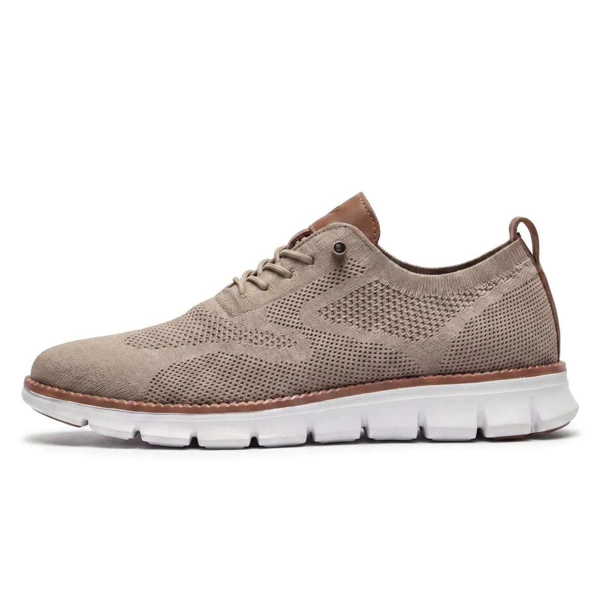 Men's Breathable Flyknit Lace-Up Smart Casual Trainers - Brown