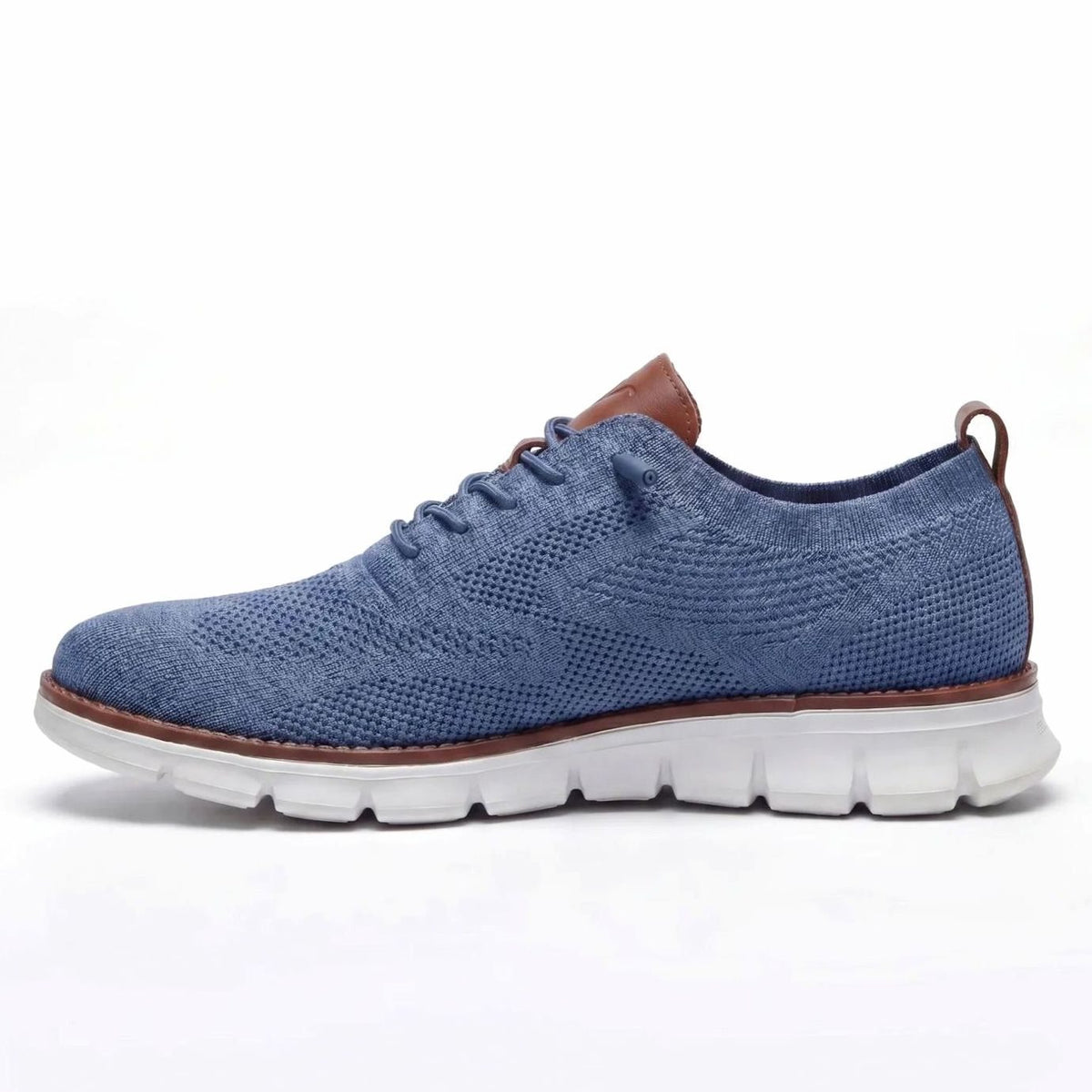Men's Breathable Flyknit Lace-Up Smart Casual Trainers - Blue