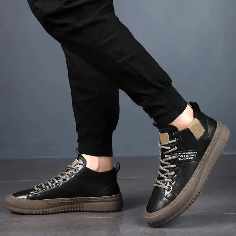 Men's Canvas High-Top Trainers Casual Lace-Up