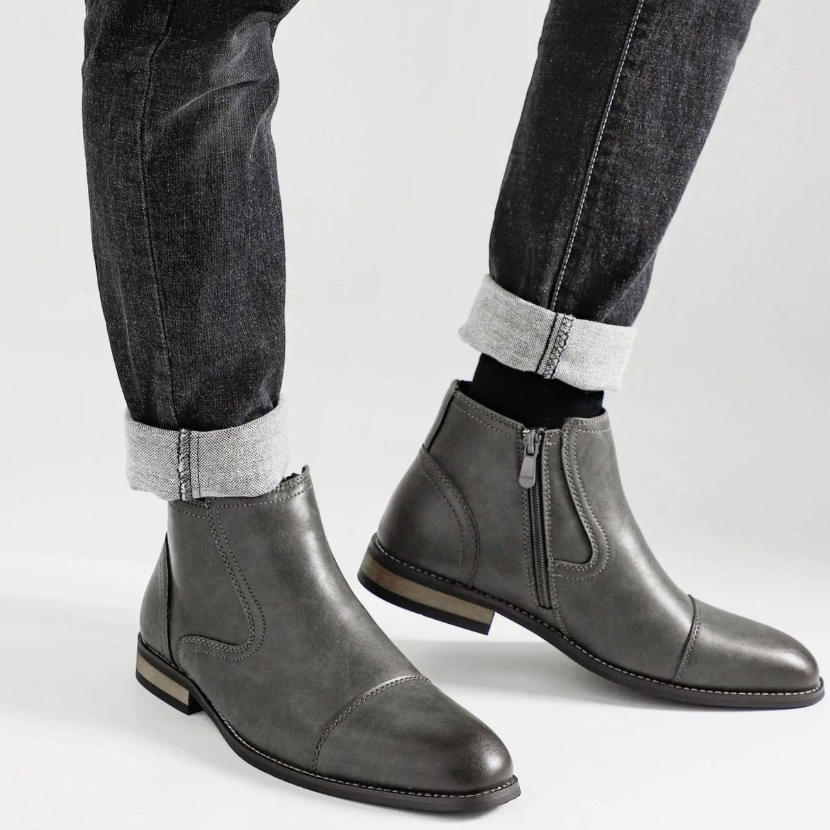 Men's Cap Toe Side-Zip Chelsea Boots