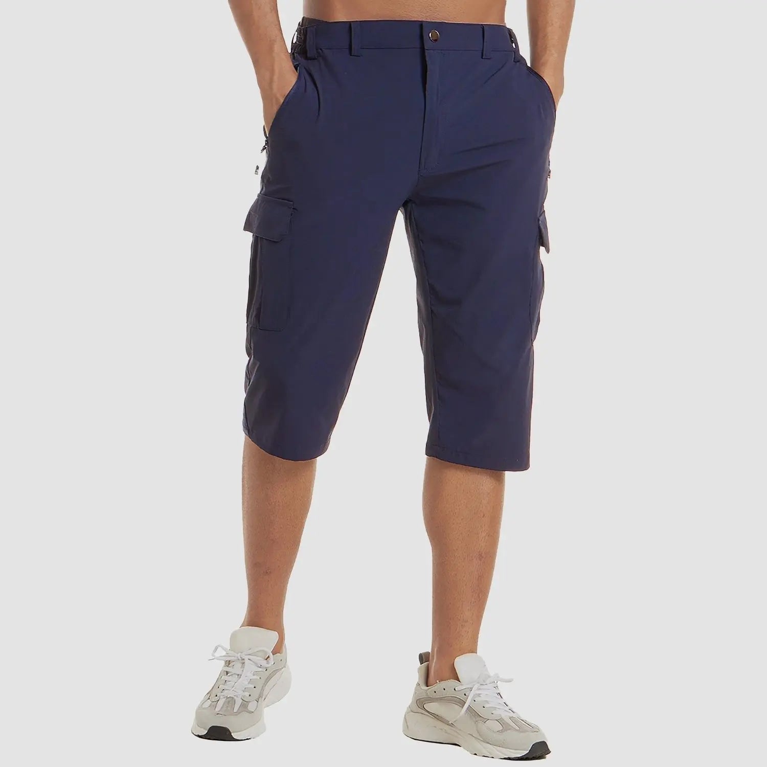 Men's Cargo Shorts Knee Length Multi Pocket - Dark Blue