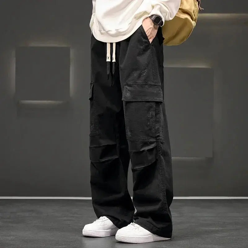 Men's Cargo Trousers Multiple Pockets Straight Leg