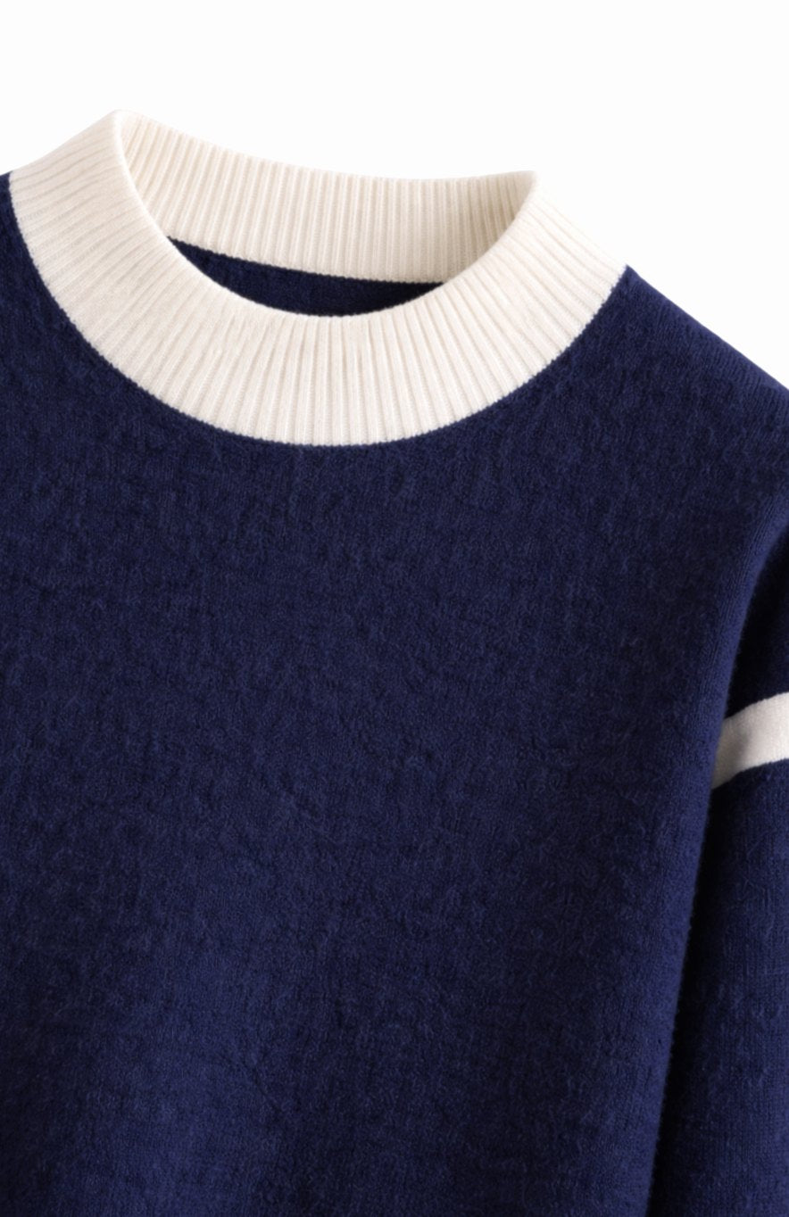 Men's Cashmere Crewneck Jumper Ribbed-Trim Relaxed Fit