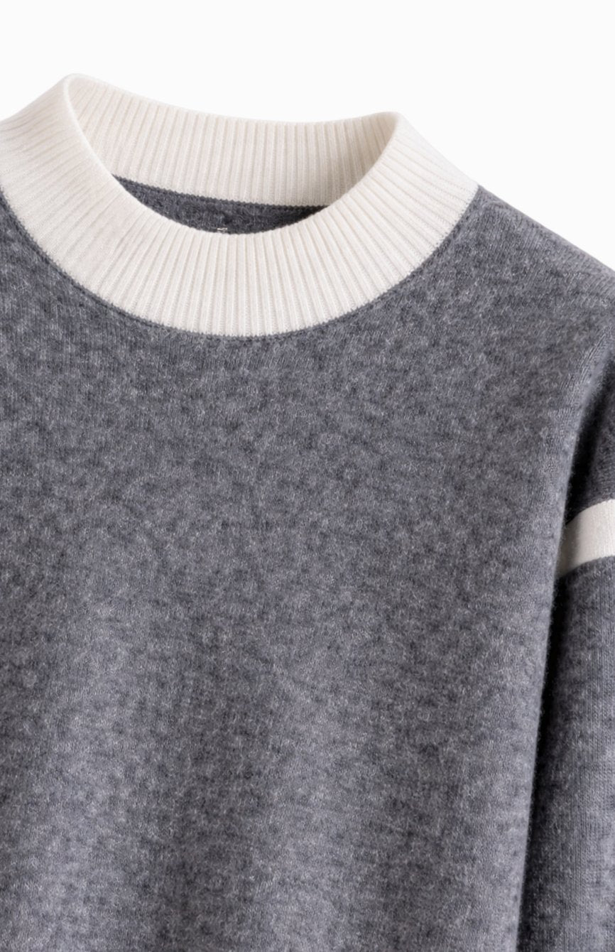 Men's Cashmere Crewneck Jumper Ribbed-Trim Relaxed Fit