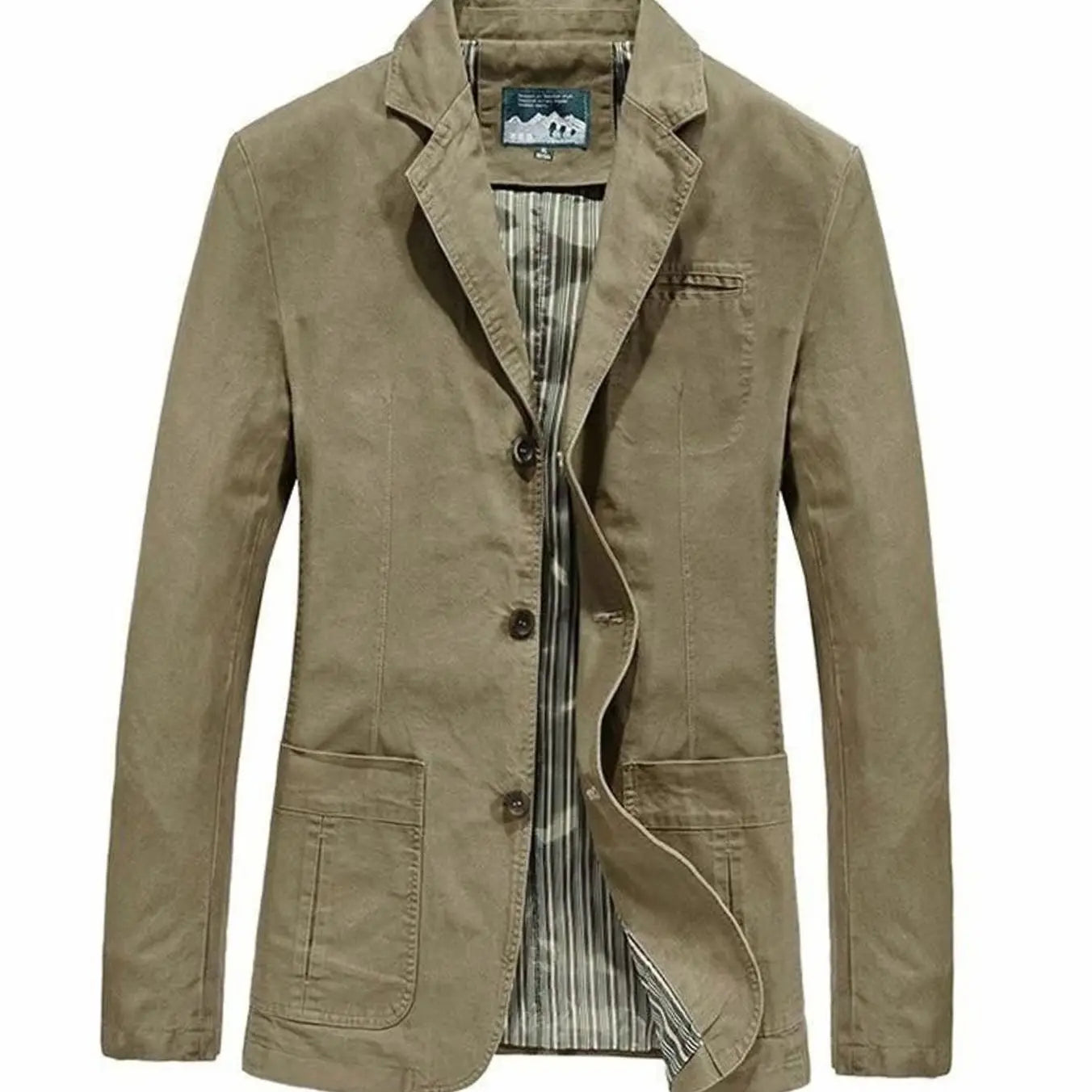 Men's Casual Lightweight Button-Up Blazer Mens Coat - Khaki