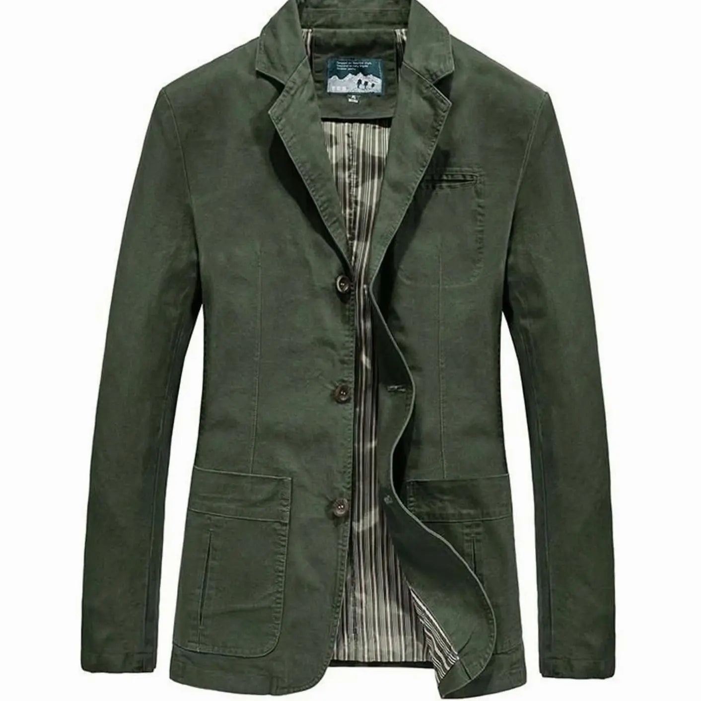 Men's Casual Lightweight Button-Up Blazer Mens Coat - Army Green