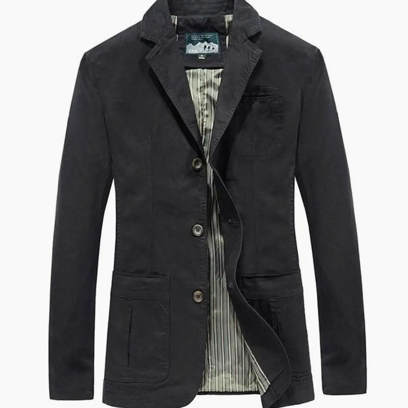Men's Casual Lightweight Button-Up Blazer Mens Coat - Black