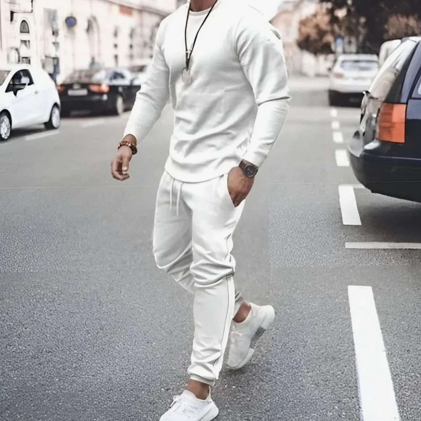 Men's Casual Long-Sleeve Two Piece Tracksuit Jogger Set