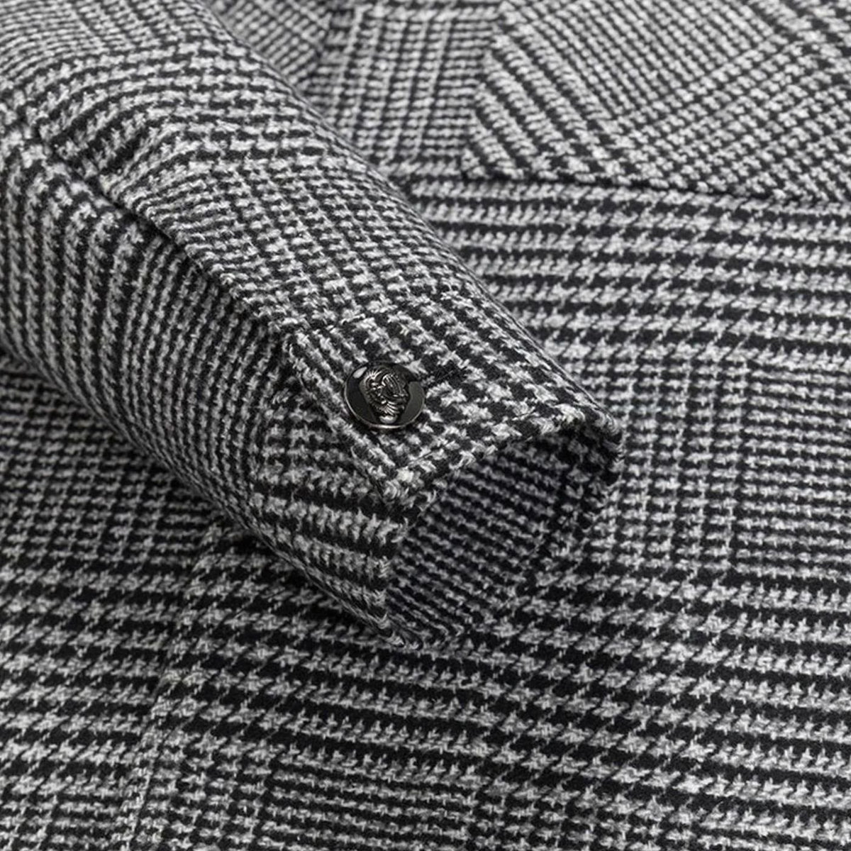 Men's Checked Wool-Blend Button-Up Overshirt Jacket